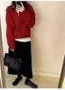 Women's Autumn/Winter Hooded Wool Knit Cardigan - Double Zipper Short Loose Sweater Coat