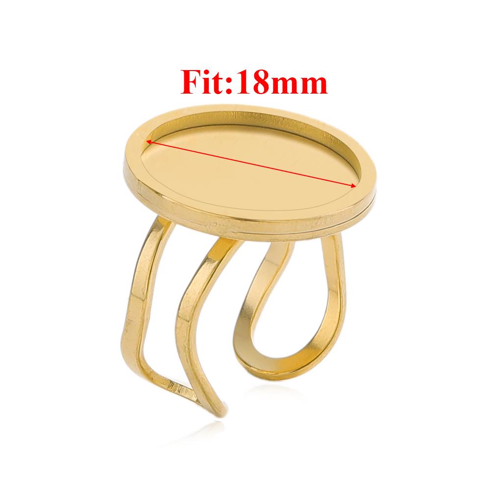4pcs Stainless Steel 25mm Round Open Ring Cabochon Cameo Blank Tray Base Settings for DIY Rings Jewelry Making Findings Supplies