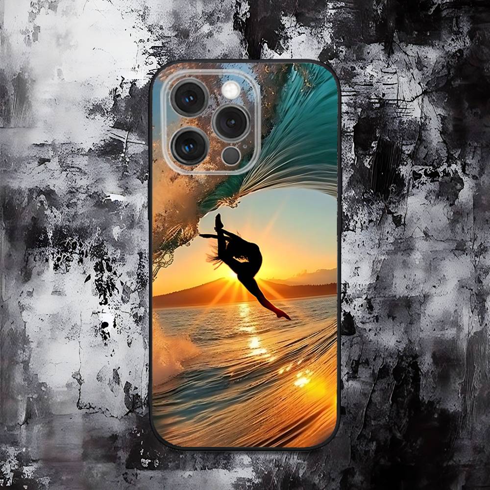GYM Girl Gymnastic Phone Case For iPhone 16,15,14,13,12,11,Pro,Max,Plus,X,XS,SE,E,Mini,Soft Silicone Black Case