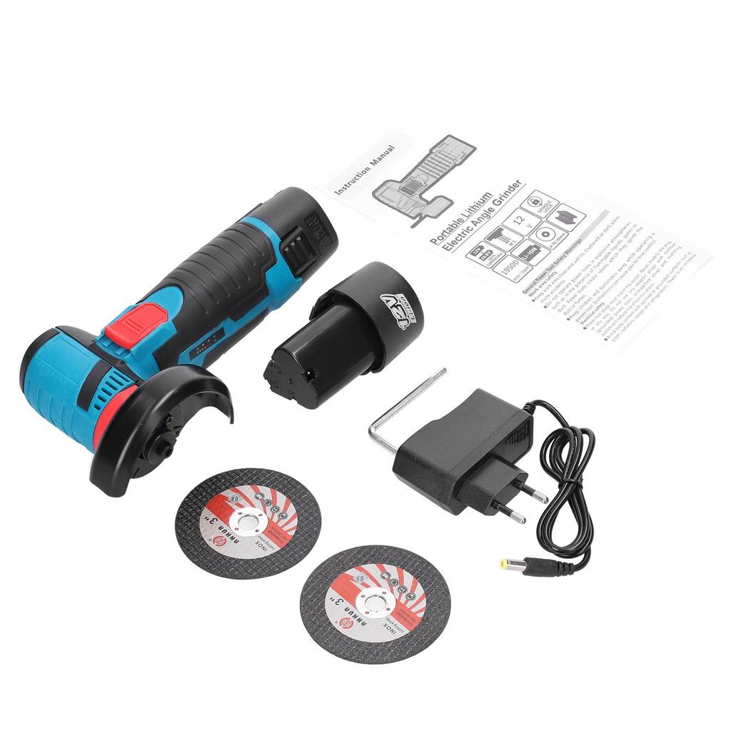 12V Brushless Mini Angle Grinder with 4 Saw Blades - Rechargeable Lithium Electric Polisher & Cutting Tool