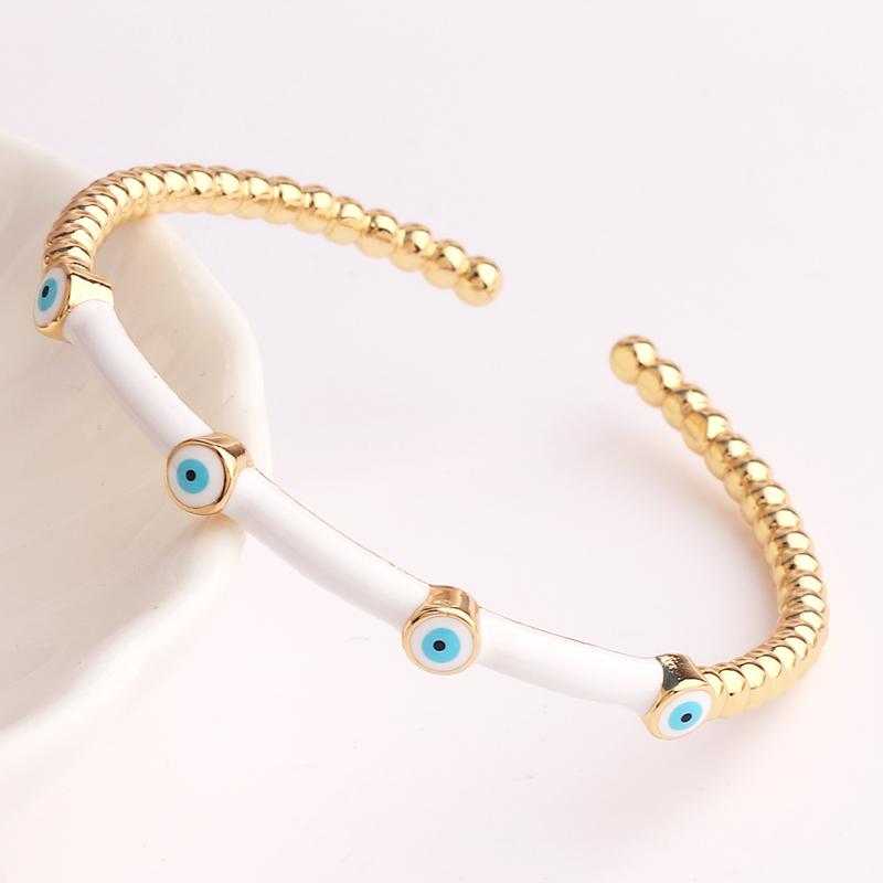 High Quality Fashion Drip Oil Hand Jewelry Gold Color Colorful Enamel Turkish Lucky Evil Eye Bangle Bracelet For Women