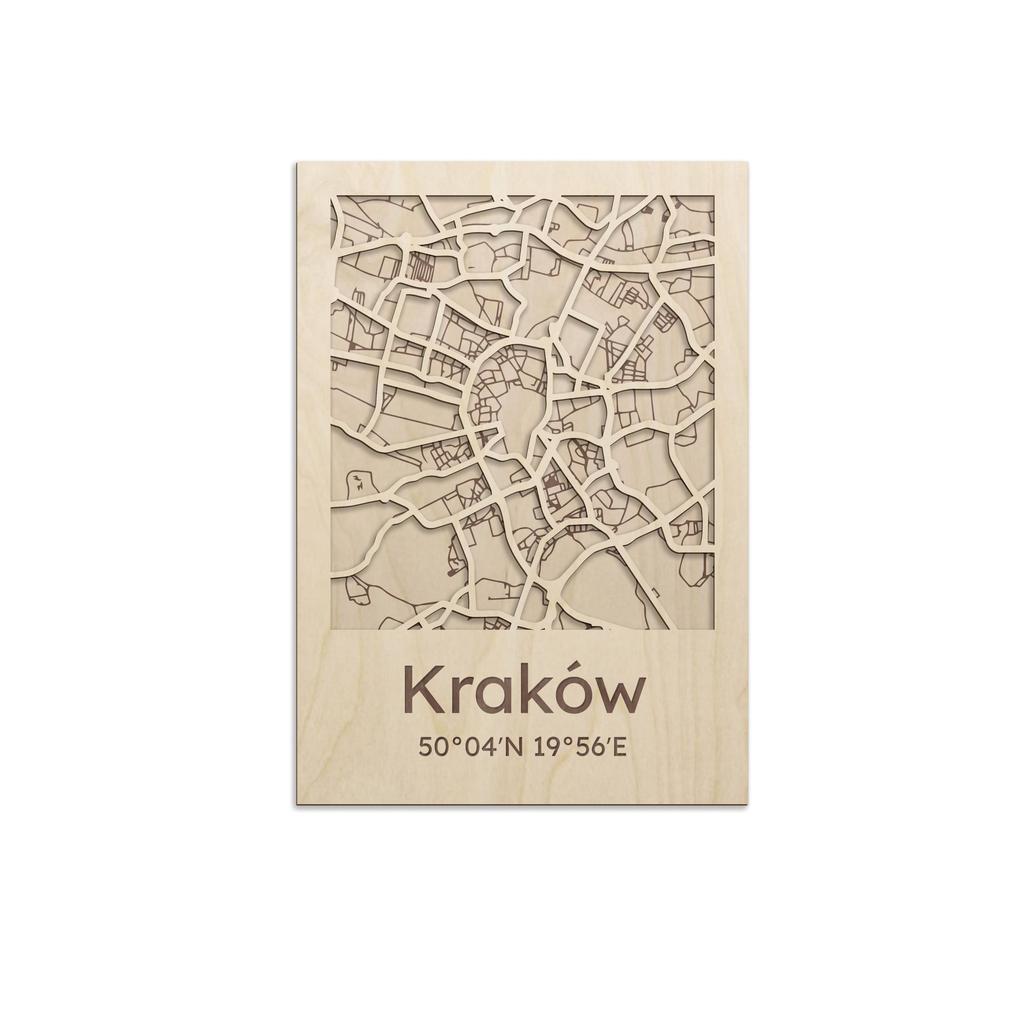 Wooden picture map of Krakow City map