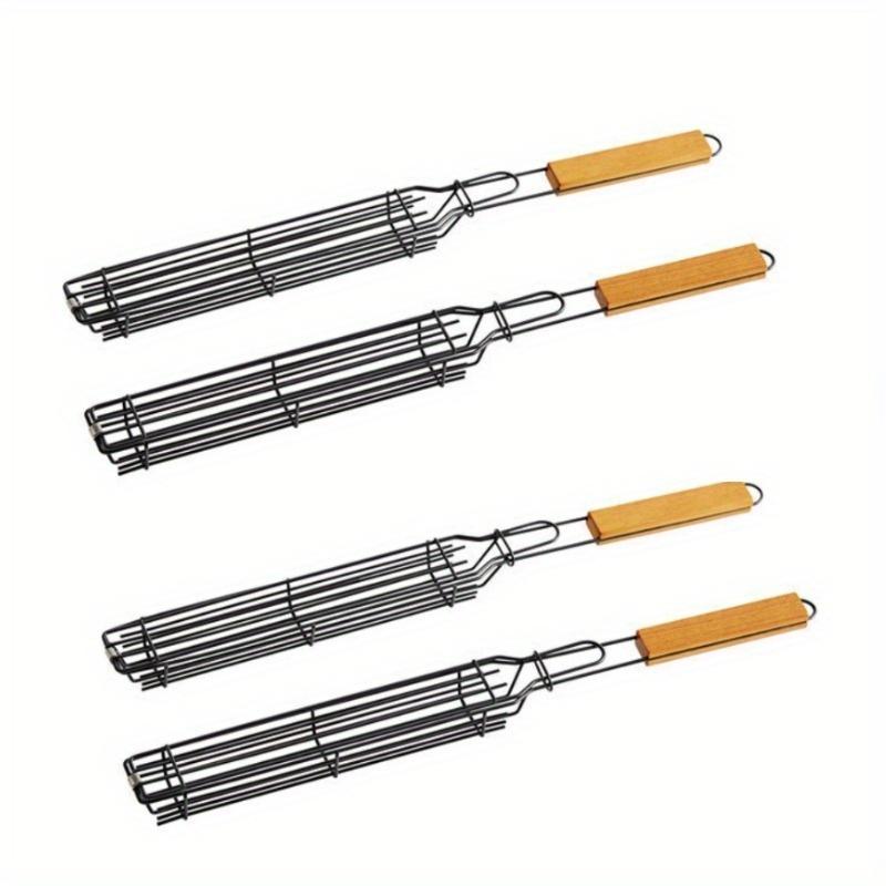 4pcs Barbecue Cage BBQ Hot Dog Cage Sausage Barbecue with Corn Netting with Outdoor Barbecue Basket Barbecue Net. Black