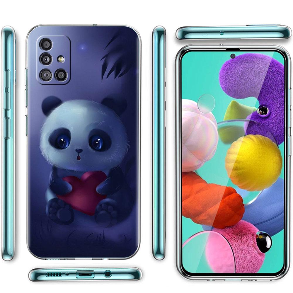 Clear Phone Case For Samsung Galaxy A51 5G A71 A21s A31 A12 A52 A41 A91 A11 A32 A72 Shockproof Soft Cover Super Cute Panda Funda
