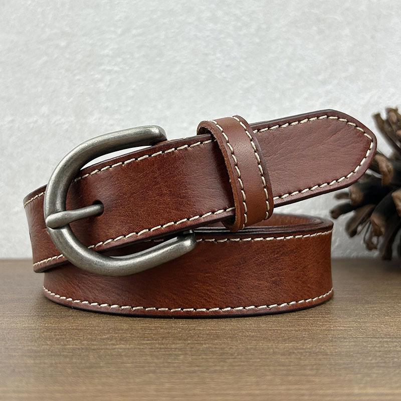 Retro Belt Women'S Leather Casual Pin Buckle Jeans Belt First Layer Cowhide Simple Belt Trendy
