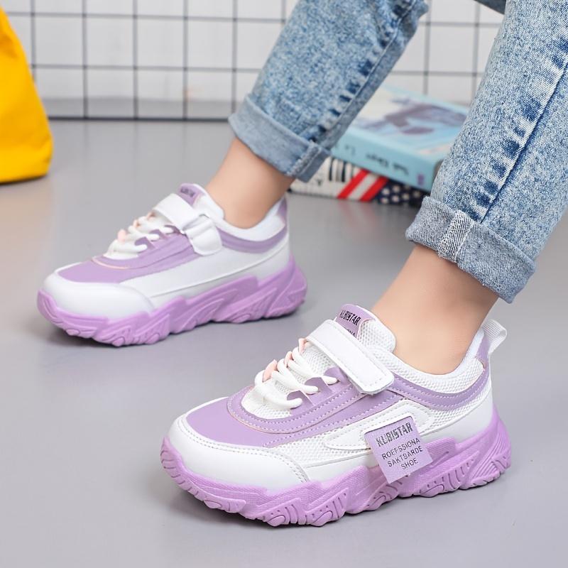 Trendy Low Top Mesh Sneakers For Girls, Breathable Lightweight Anti Slip Trendy Sneakers With Hook And Loop Fastener