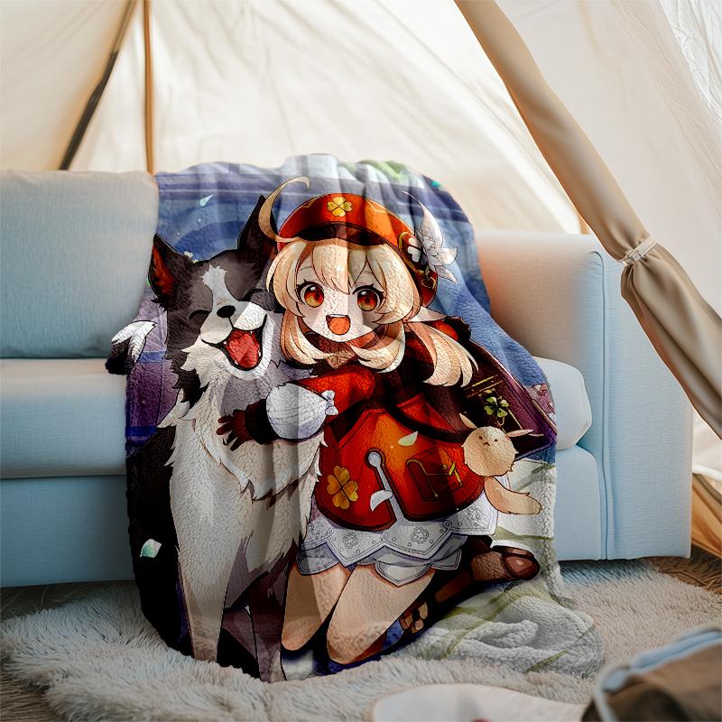 Genshin Impact characters printed throw blanket—soft,warm;versatile blanket for all seasons—perfect as &air-conditioning throw,nap blanket