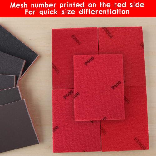 LEONTOOL 20-Piece Sanding Sponge Set, Ultra-Fine Sponge Pads for Sanding, Sandpaper, 400, 600, 1000, 2000, and 3000 Grit, 75 X 100mm, Polishing Tool,