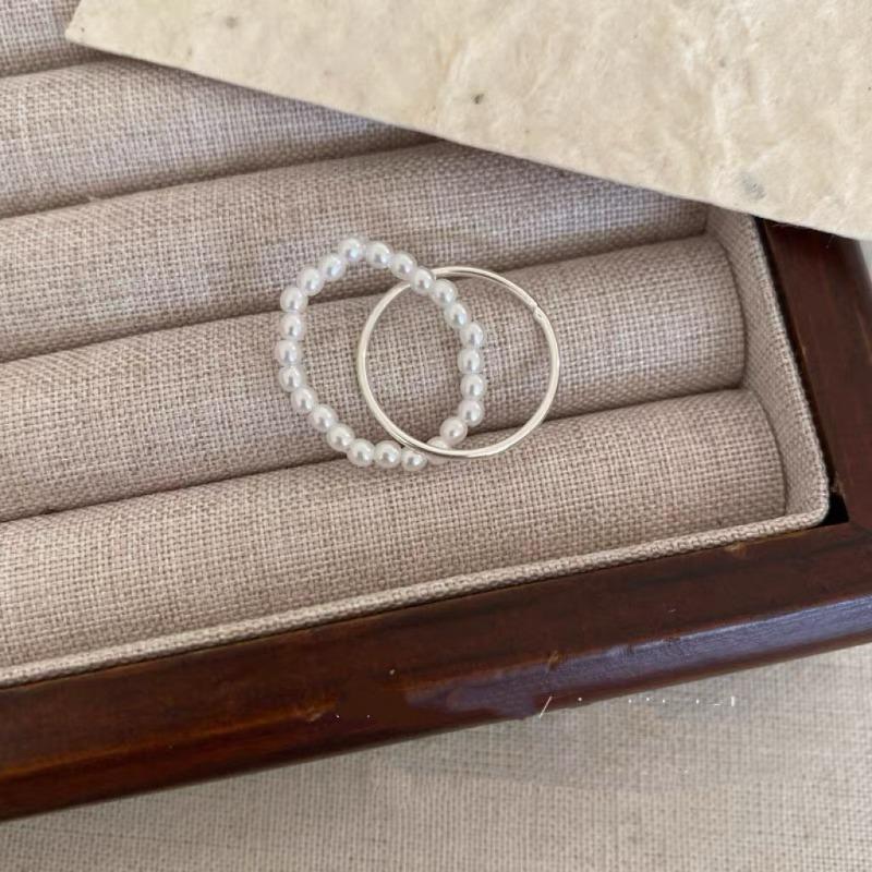 Love-shaped Hollow Ring for Women, Double-layered Bead-studded, Double-worn On The Index Finger, High-end Luxury Finger Ring