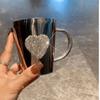 Creative Sparkling Water Cup Stainless Steel Rhinestone Studded Cup Modern Glass Cup  Home Use