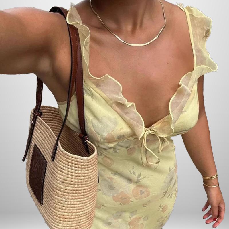 Spring New Women's Elegant Sleeveless Backless Print Fashionable Women's Dress