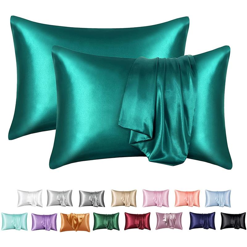 Zeby Luxury Silky Pillowcase Soft Comfortable Smooth Satin Pillow Cases High End Solid King Pillow Cover Home Queen Pillowcases