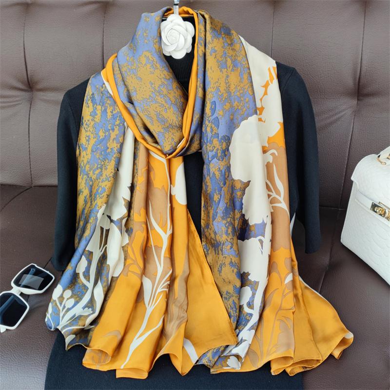 180*90cm muffler fashion Luxury Brand Scarf Women New Style Fashion Color Matching Print Silk Lady Popular Headcloth Beach Shawl
