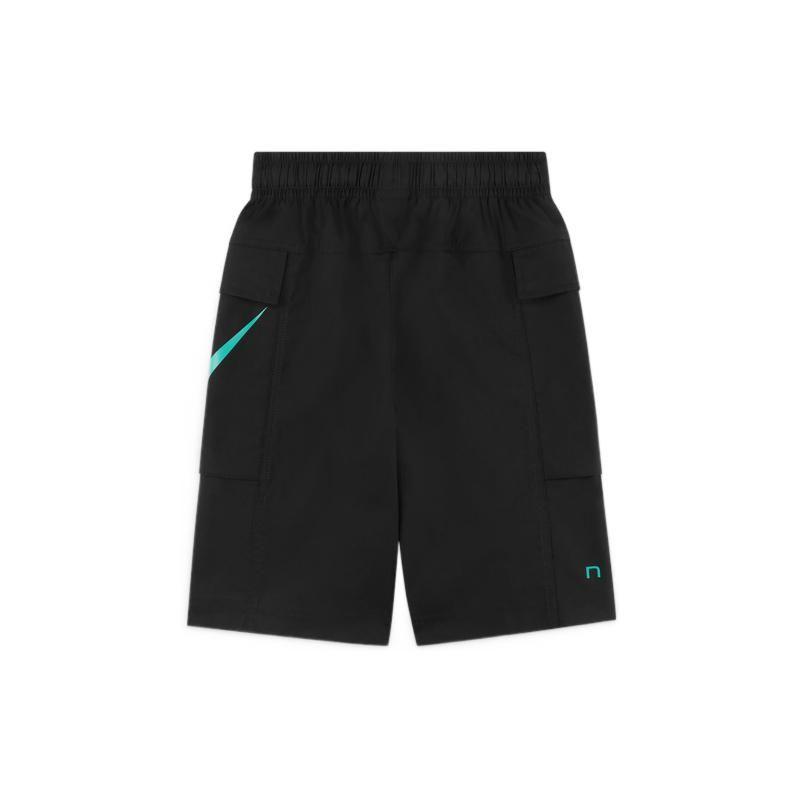 Nike Logo Print Elastic Waist Straight Shorts Kids Bottoms Black DX6298-010