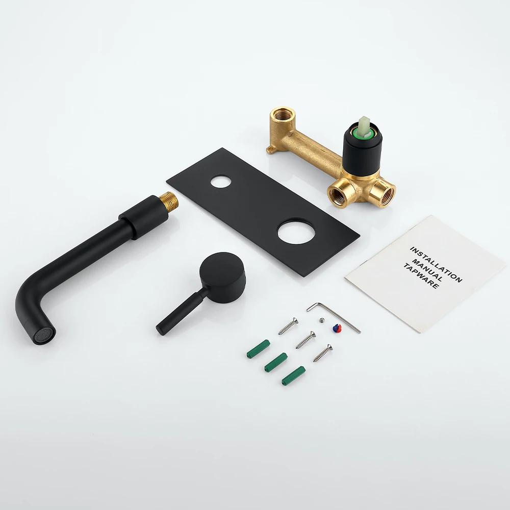 Bagnolux Black Embedded Installation Two Holes Shower Bathtub Vanity With Sink Cold And Hot Mixer Bathroom Faucet