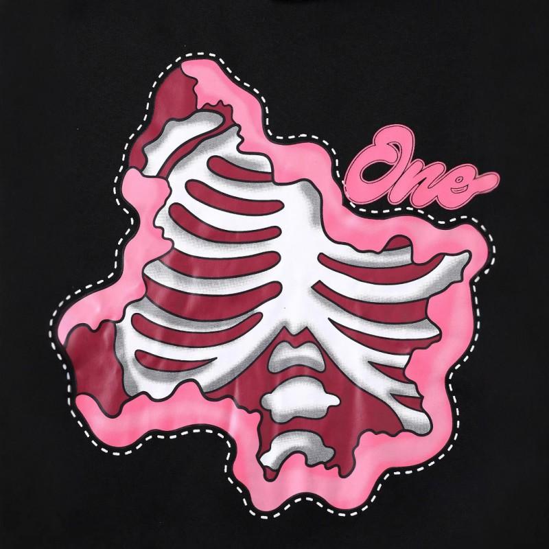 Unisex Streetwear Hoodie With Skeleton Print Loose Fit Casual Pullover Men Women