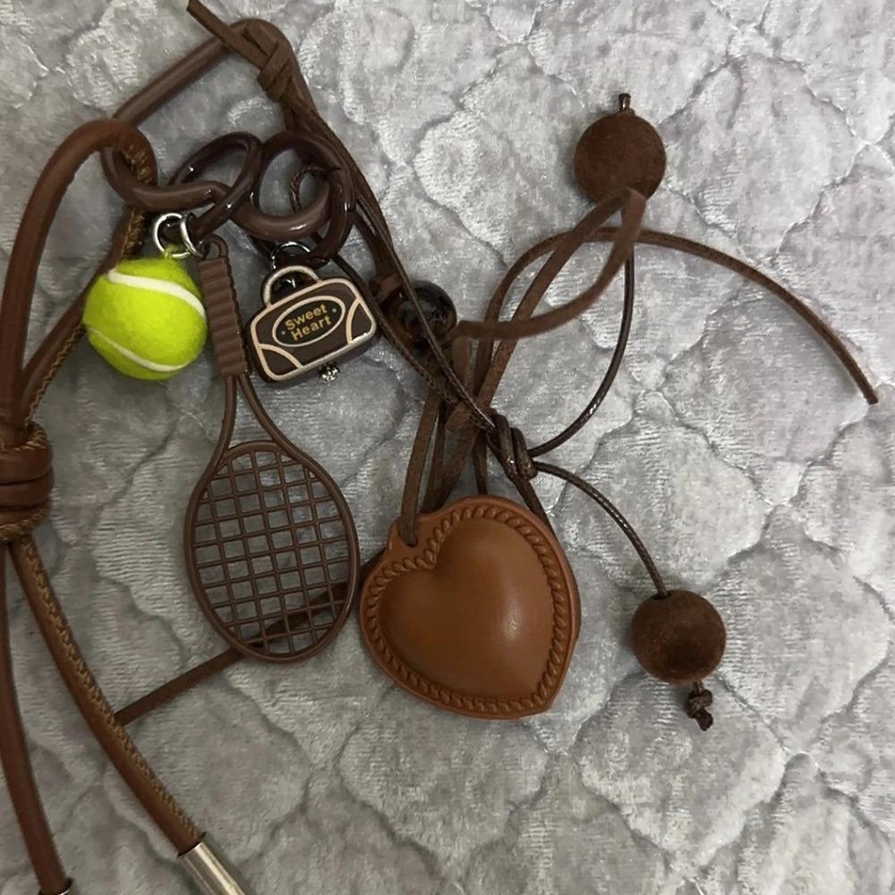 Backpack Decor Tennis Keychain Leather Korean Charm Rope Keyring  Jewelry Gift