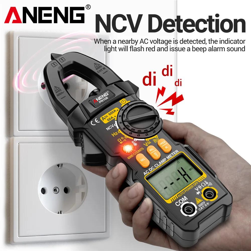 ANENG PN107 PN108 Digital Clamp Meter NCV Induction Ohmmer Tools AC/DC Voltage True RMS Multimeter 600A Current Testers