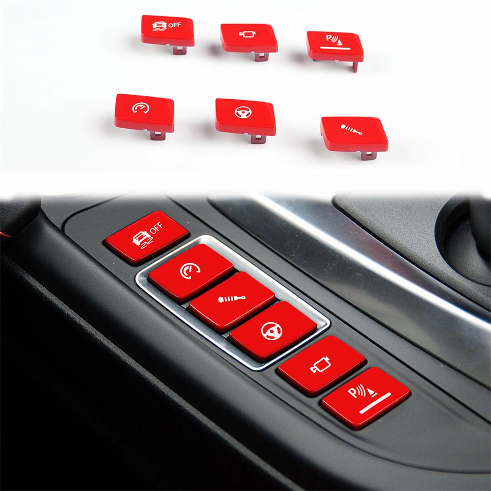 6Pcs/Set Gear Shift Switch Button Trim Red For BMW M3 F80 15-19 M4 F82 15-20 LHD