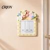 Wall Decor for Light Switches 4Pcs Felt Switch Plate Cover, Cute Pony Sticker, Cartoon Flower Self?Adhesive Socket Protector, Home Ornament Bedroom