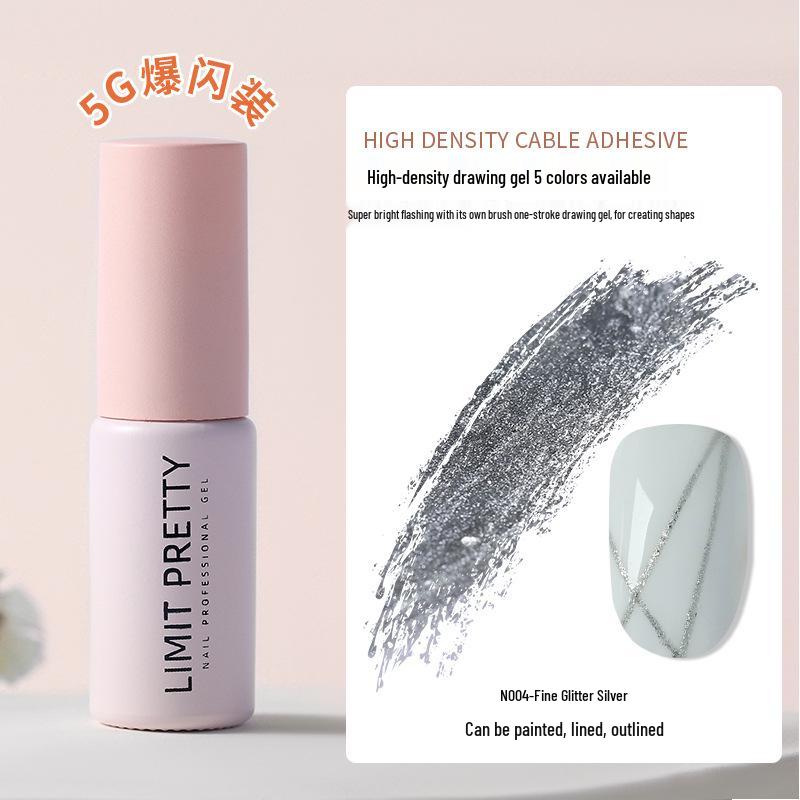 

Platinum Burst Silver-Black Gel: One-Step High-Density Nail Art Gel for Outlining, Drawing, and Painting Flowers