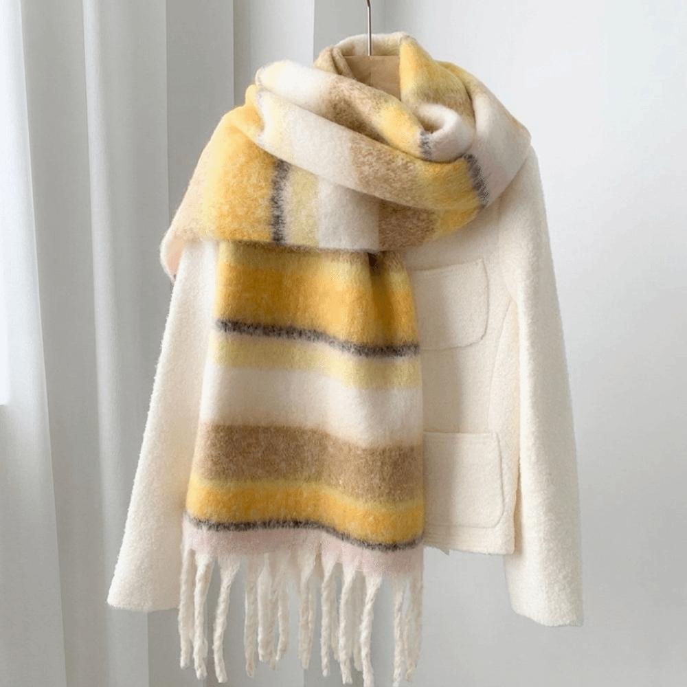 Tassel Winter Cashmere Scarves Mohair Neck Warmer Elegant Long Shawl  Girl