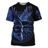 Summer Round Neck 3D Viking Tattoo Print Top Fashionable Casual Short Sleeved Men's T-shirts
