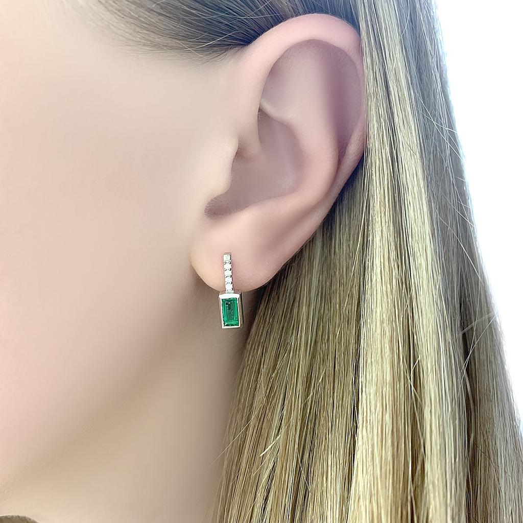 Silver Earrings with Nano 0.623ct Emerald (2016199)
