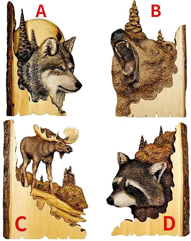 Animal Carving Handcraft Gift Wall Hanging Decor Handmade Wood Handicraft for Wild Nature Lover House Decoration