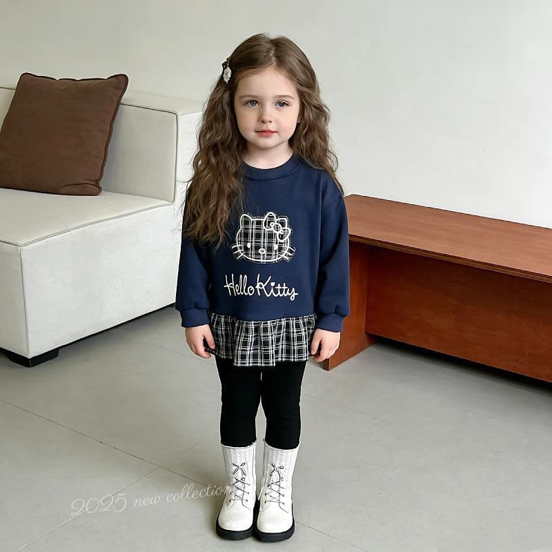 2025 Mädchen Frühling-Herbst Hoodie & Schleifen-Spitzen-Patchwork-Set