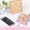 Creative Coloring Puzzle Princess/Cat Puzzle Wooden Princess Puzzle Frame DIY Set with 24 Color Marker Pens for Home Decoration