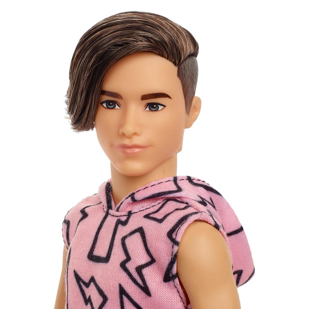 Barbie Ken Fashionista Lightning Hoodie (Dress-Up Doll) with Reusable Vinyl Bag (Ages 3 and Up) HBV27