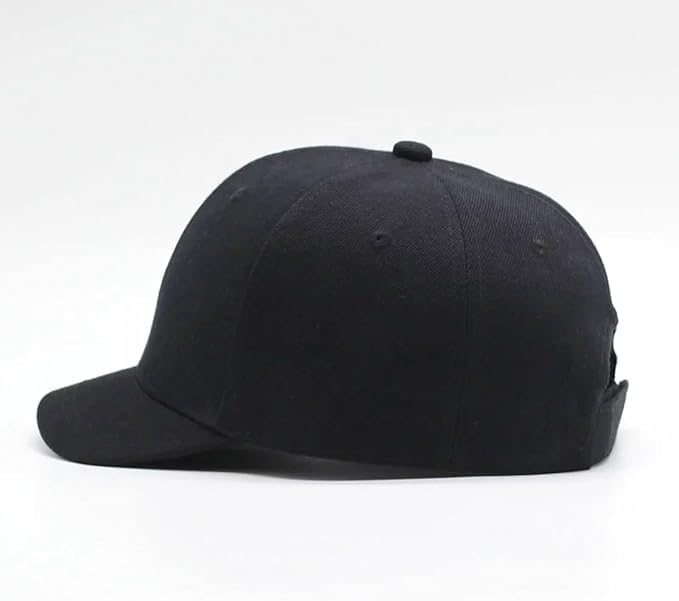 Haberly Short Brim Baseball Umpire Solid Unisex Free Denim Cap, Style, Color, (JP, Alphabet, Size, Blue)