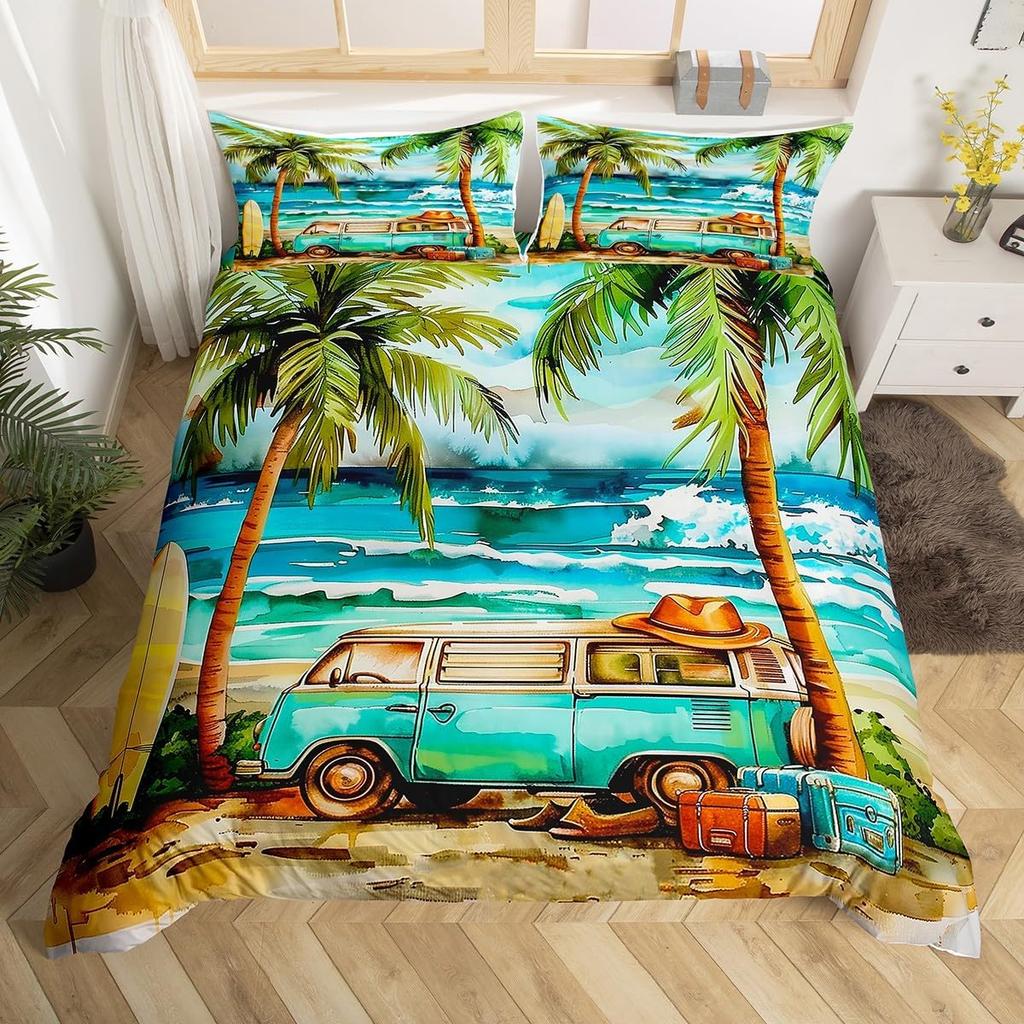 Camping Duvet Cover Set Full King Size Cartoon Rv Camping Car Bedding Set Camper Accessories For Travel Trailers Comforter Cover