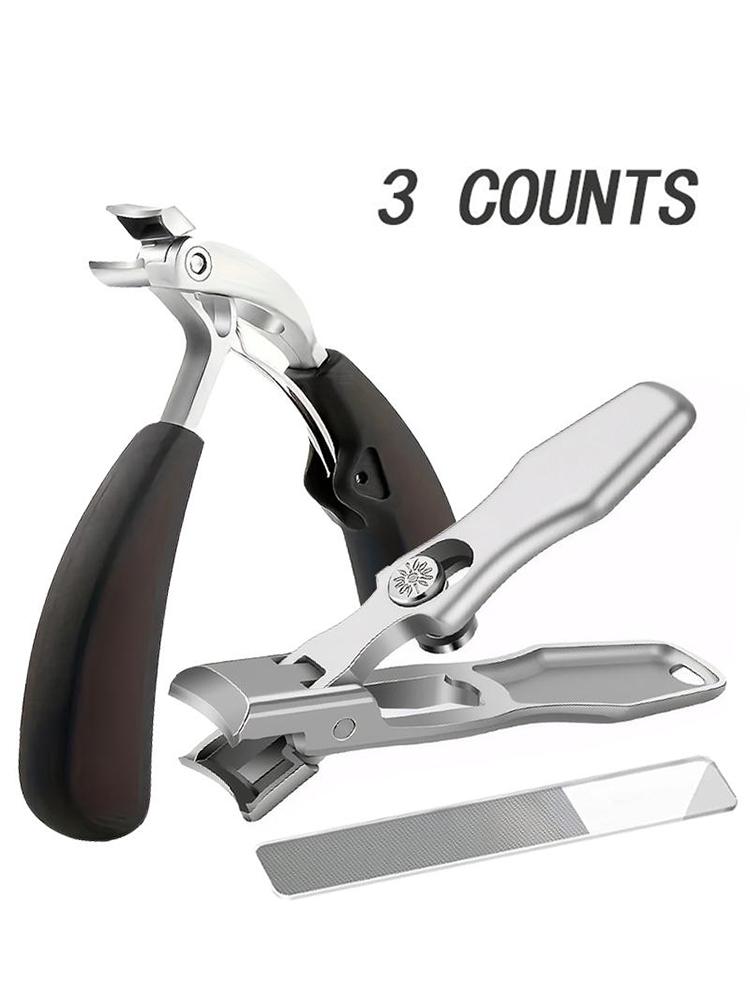 

3pcs Modern Stainless Steel Fingernail Clippers with Concave Blade, Heavy-Duty Nail Clipper with Curved Design, Large Wide Jaw O