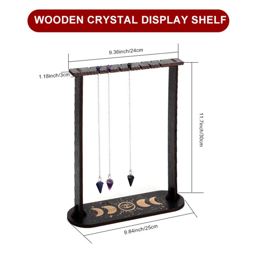 Wood Witch Rock Stone Stand Black Pendulum Crystal Display Holder Moon Phase Wiccan Supplies Incense Rack For Witchcraft Gift