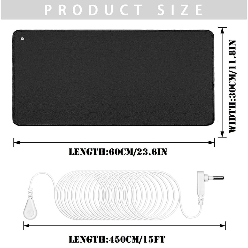 23,6x35,4 tum Premium Jordningsmatta med 15ft Sladd, Antistatisk Jordningsplatta för Husdjur, Skrivbords- och Golvanvändning, Hållbar Välbefinnandematta