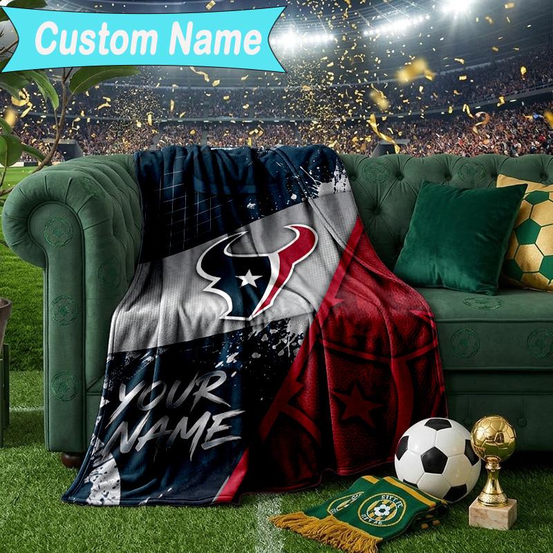 Custom Name Blanket Houston-Texans Artwork Blanket Bedding Blanket for Travel, Camping, Living Rooms, Offices, Sofas, Fan Christmas gift