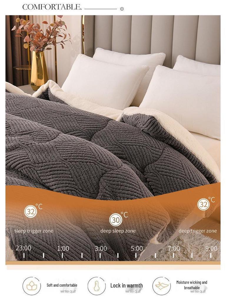 2025 Nouă Plapumă Groasă Dublă din Lână - Lenjerie de Pat Caldă din Catifea Lapte pentru Toamnă/Iarnă