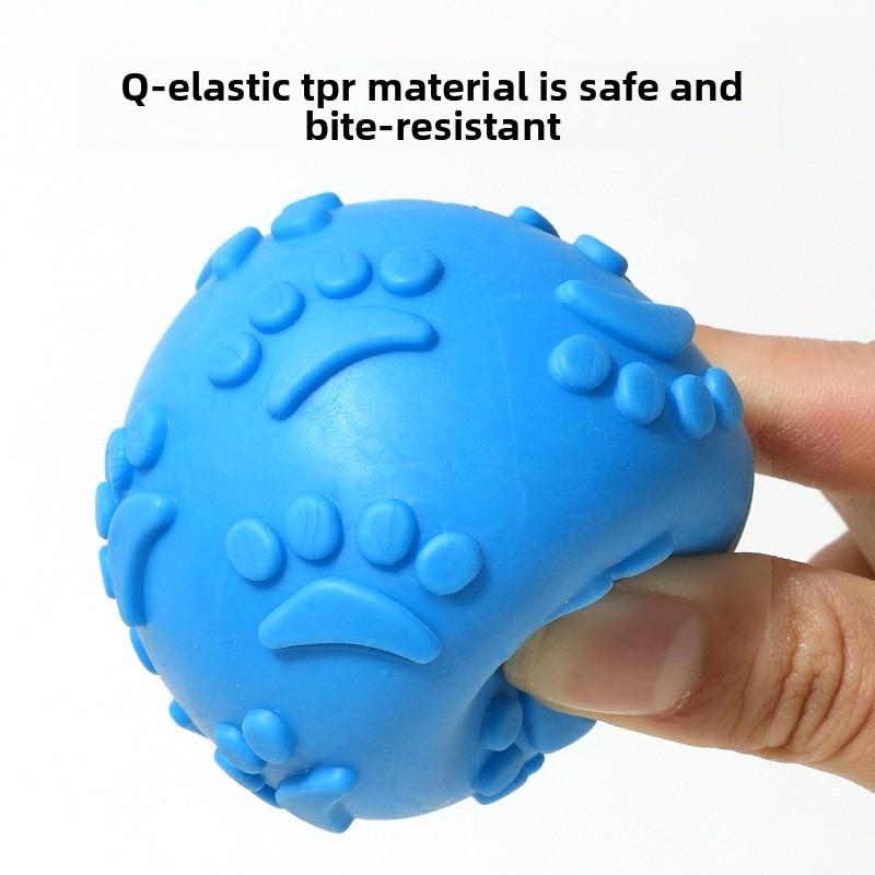 Pet Toy Footprint Ball 6cm, Dog's Durable Teething Sound Footprint Ball Toy