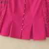 ZANZEA Women Summer V-Neck Lace Splice 3/4 Sleeve Elegant Blouse