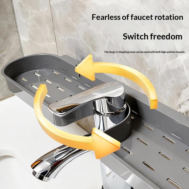U Shaped Faucet Storage Organizer No Drill Wall Mounted Plastic Shelf for Home Kitchen Sink Bathroom Accessories Holder 1Pcs