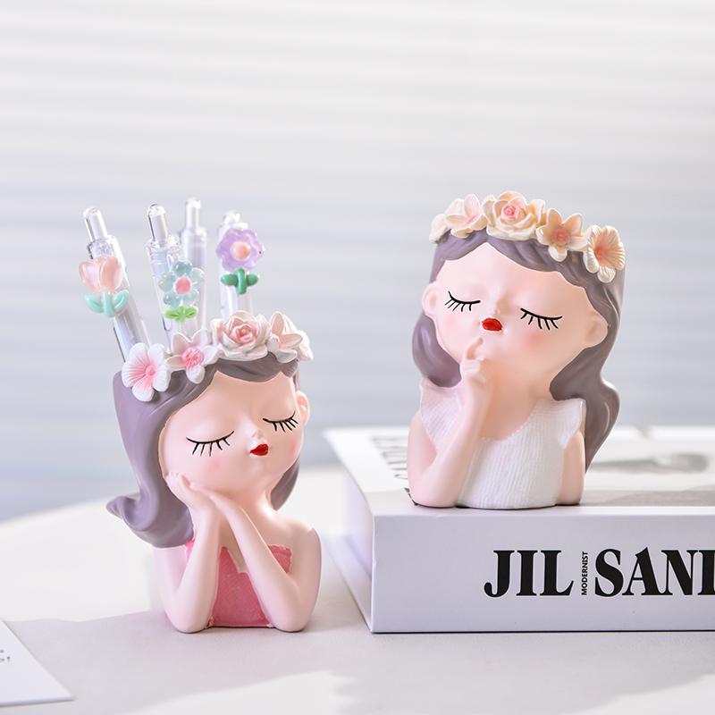 Cute Fairy Pen Holder Ins Storage Desktop Organizing Storage Cartridge Flower Fairy Pen Holder Gift for Children