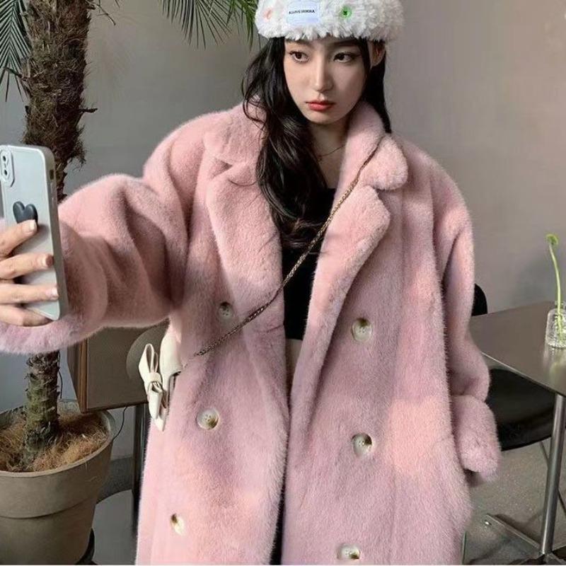 Long Winter Coat Women's Suit Collar Imitation Mink Hair 2 Maillard Fur Fur Coat Trendy Coat