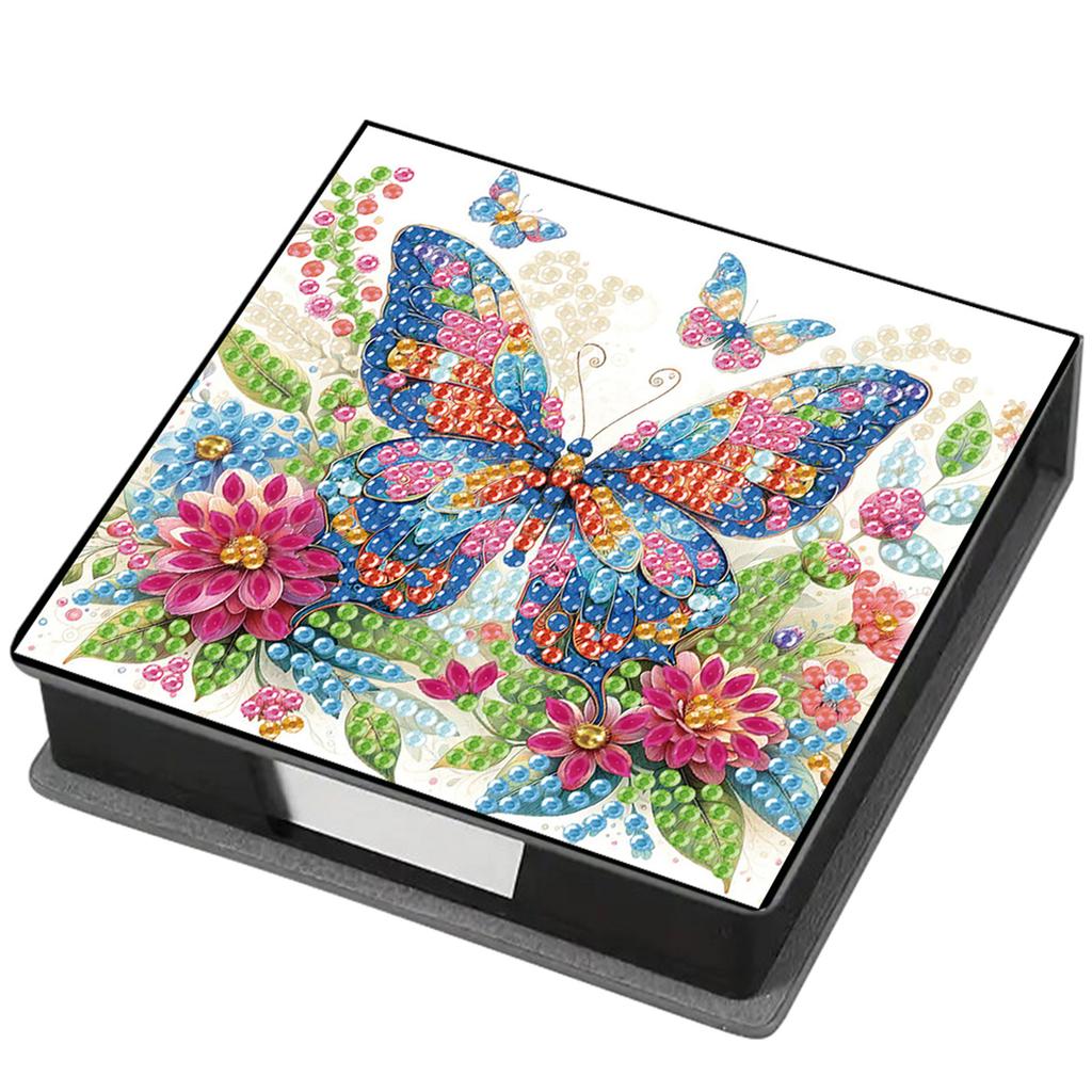 Porta Notas de Pintura de Gemas PU con Pedrería DIY Kit de Mosaico Diamond Art Caja de Notas Caja de Notas de Cristal Autoadhesiva para Oficina en Casa