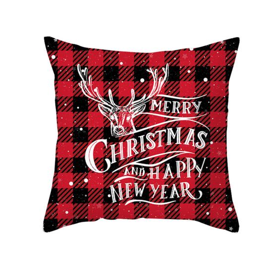 Talos Deer Tree Plaid Print Home Sofa Wurfkissenbezug Kissenbezug Weihnachtsdekoration