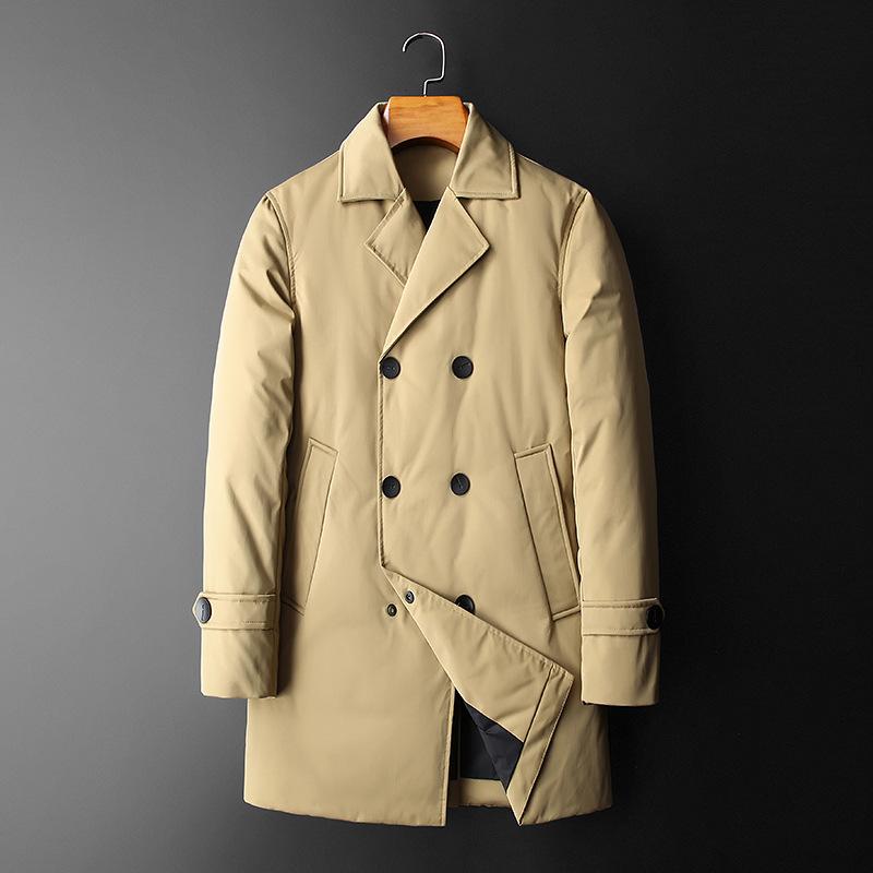 

Thickened Casual Jacket Slim Business Korean Style Suit Collar Mid-length Down Jacket Warm White Duck Velvet 4XL