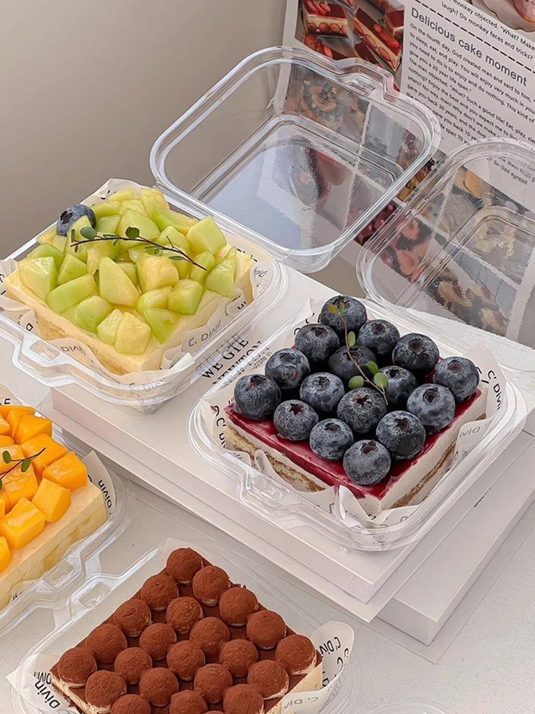 Transparent Tiramisu Packaging Box Cake Dishes Mousse Cutting Sweet Dessert Baking Western Pastries Separation Packing Box