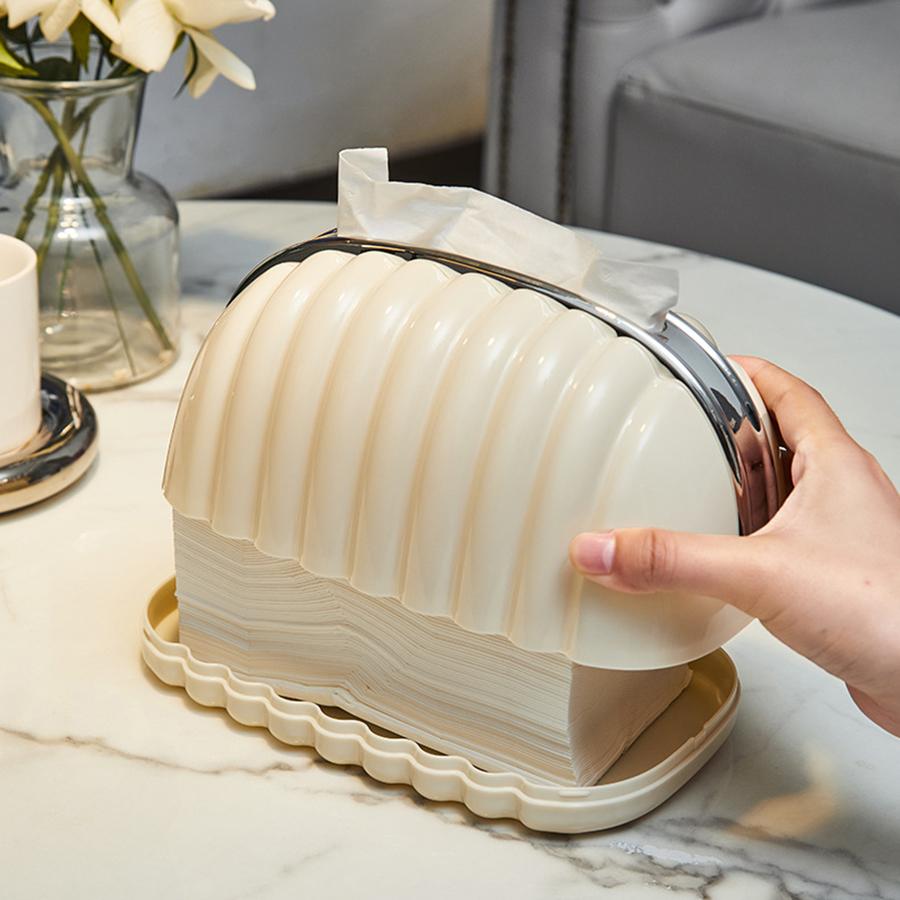 Light luxury handbag tissue box household living room shell creative bathroom tabletop spring paper drawerplastic drawer