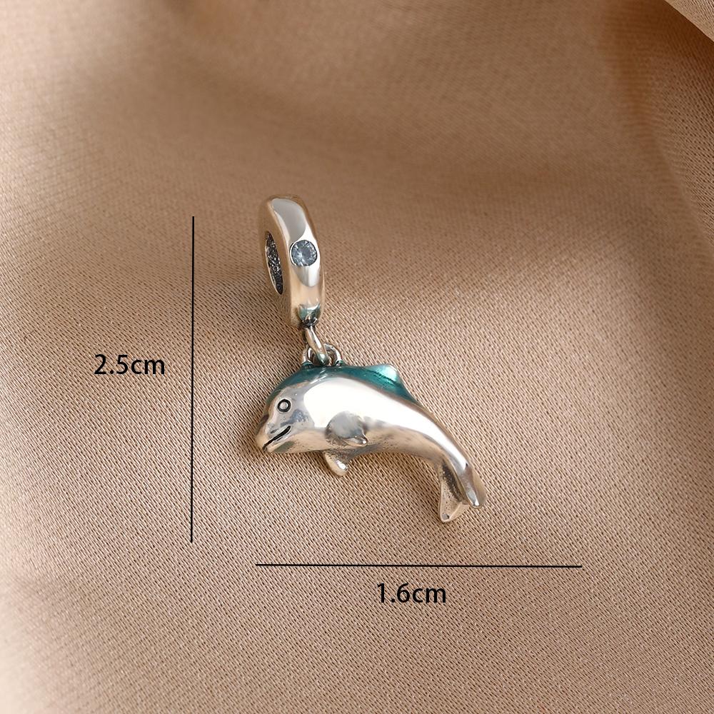 Blue 925 Silver Dolphin Octopus Turtle Swallow Pendant Bead, Suitable for European Bracelet DIY Women's Jewelry Accessories